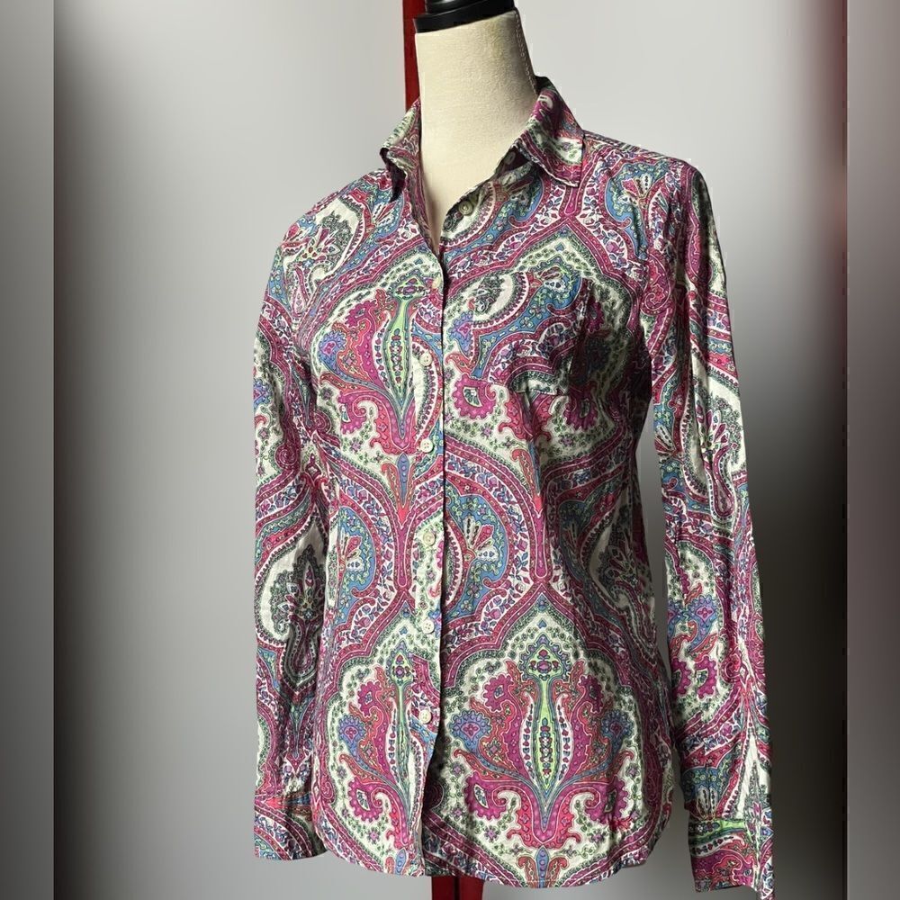 Talbots Multicolored Paisley Button Down Top (Size: XS) - Picture 4 of 12